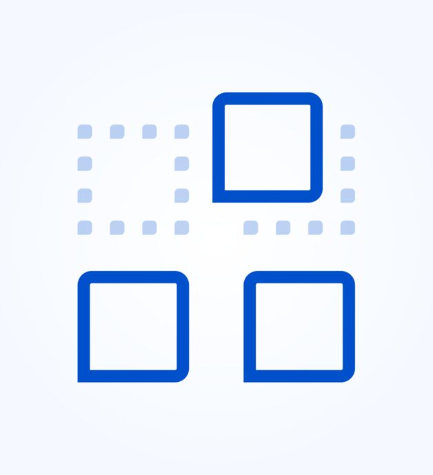 Copy Pase Teaser Product-Update. Grafik mit drei blauen Quadraten.
