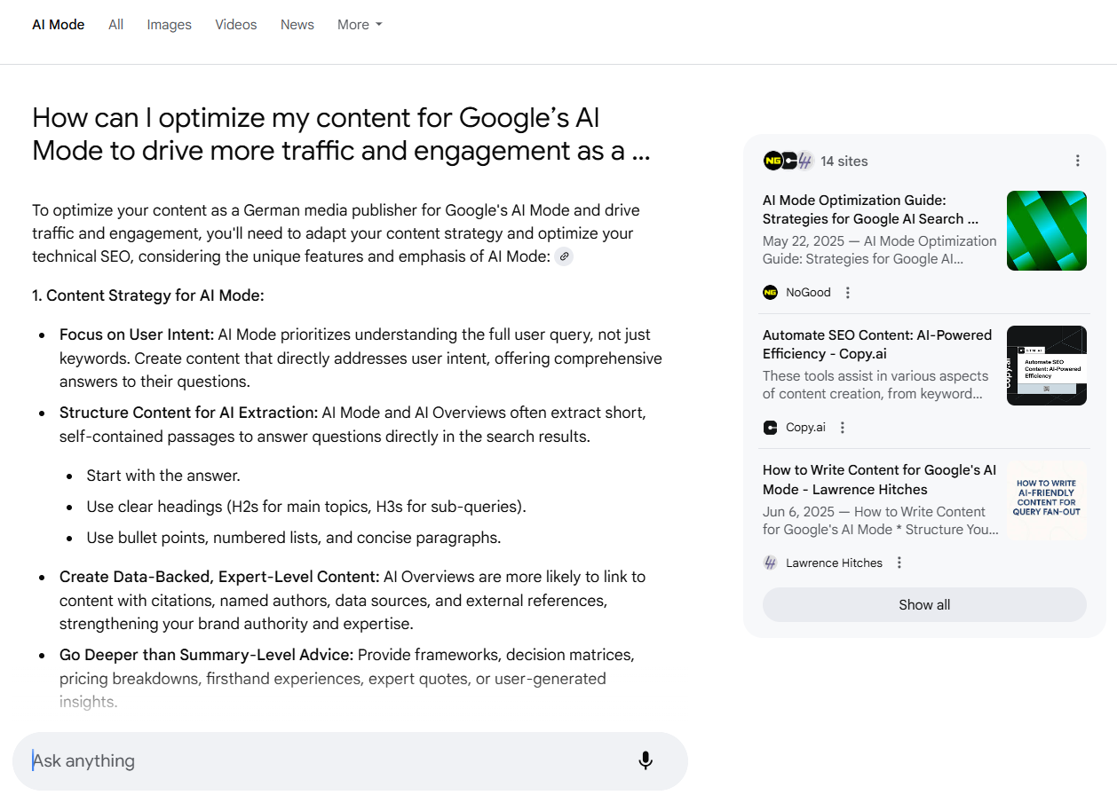 Google AI Mode ist grundsätzlich bereits verfügbar und soll international ausgerollt werden
