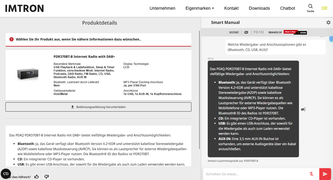MediaMarkt Imtron KI Chatbot