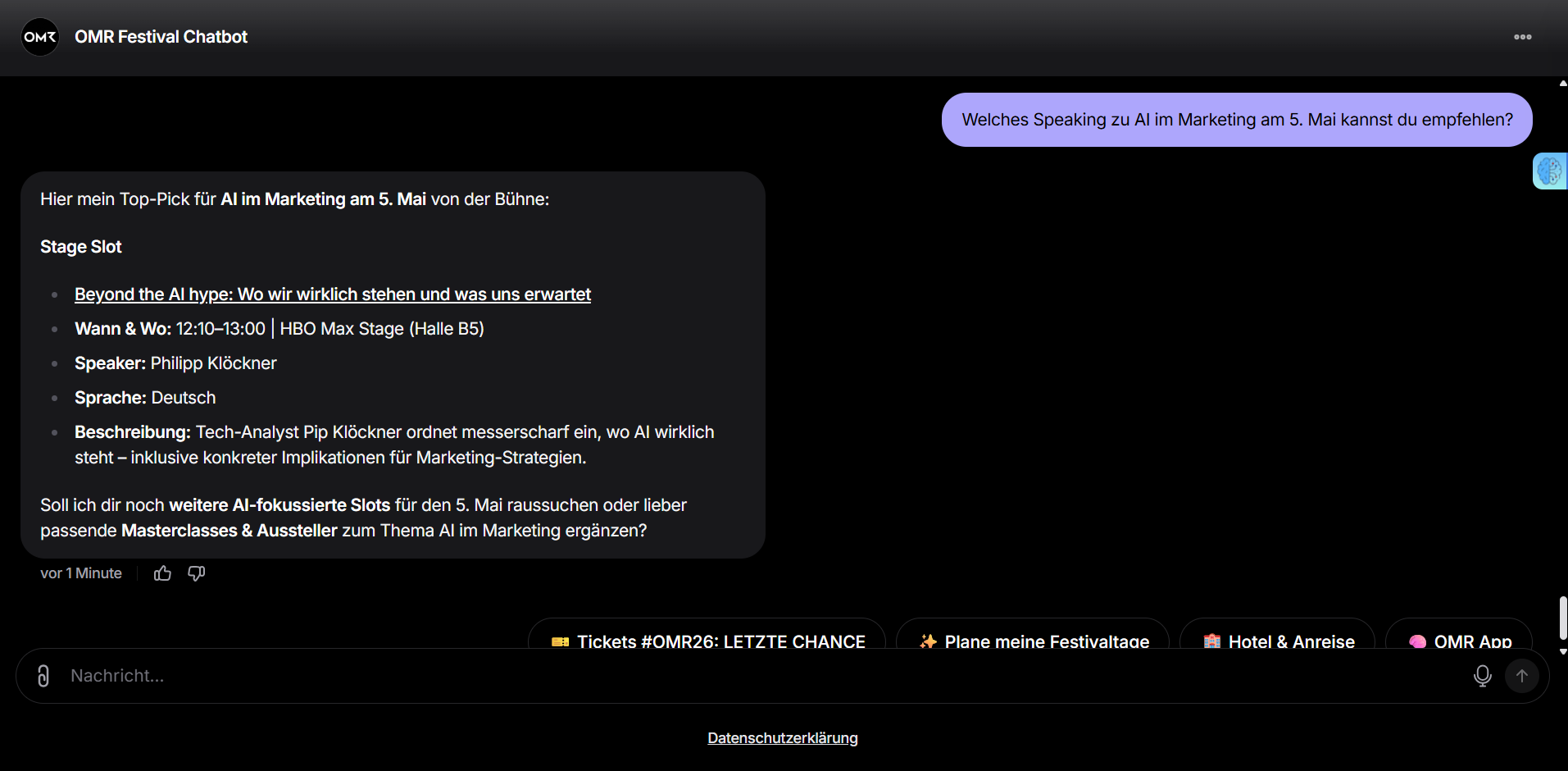 OMR Chat Wie plane ich meinen perfekten OMR Tag Follow up Frage