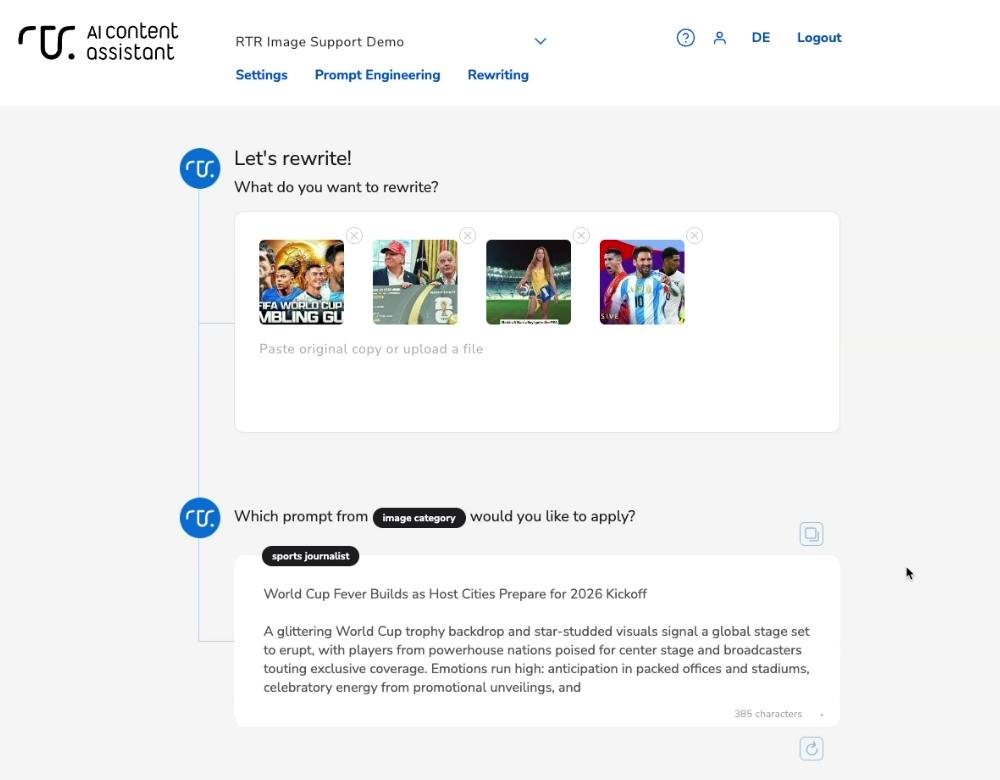 ai content assistant bild input graphic