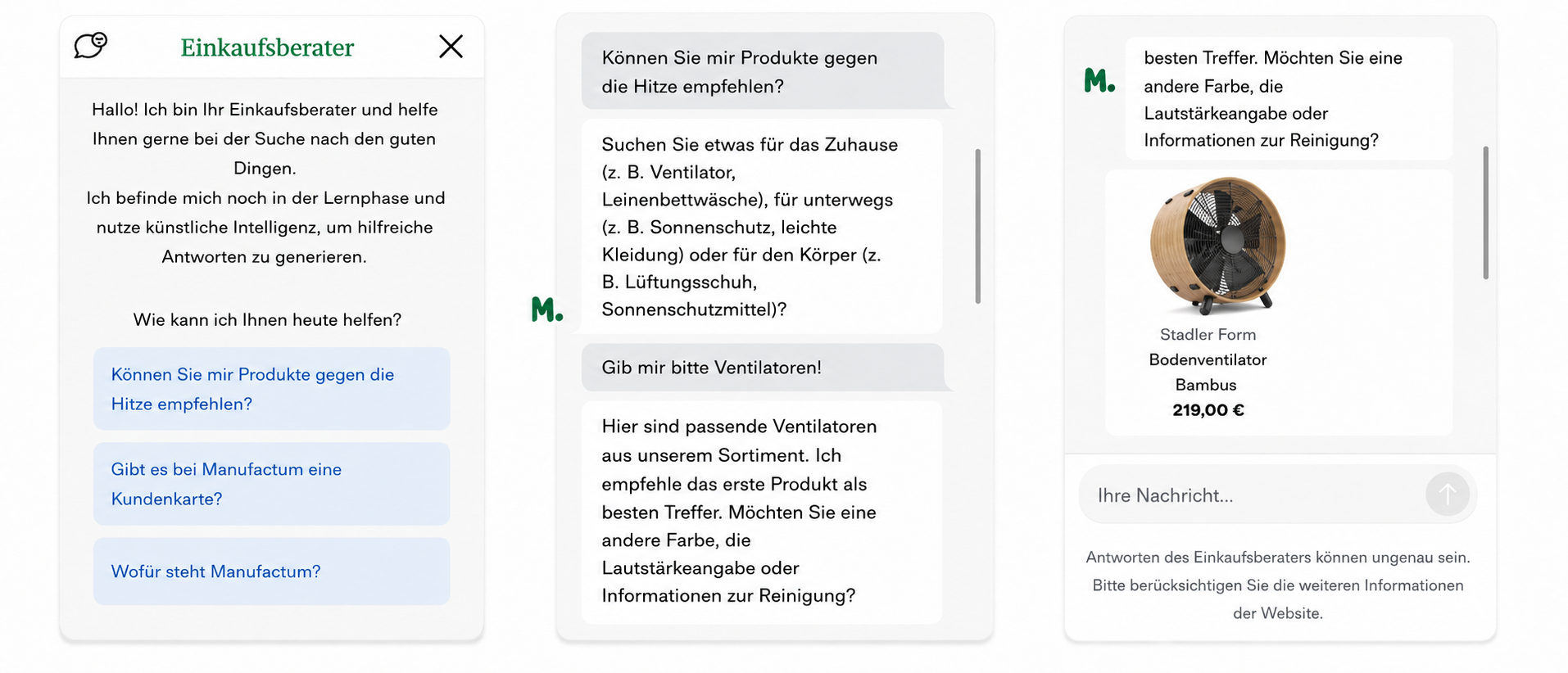 Use Case KI-Einkaufsberater Manufactum 3
