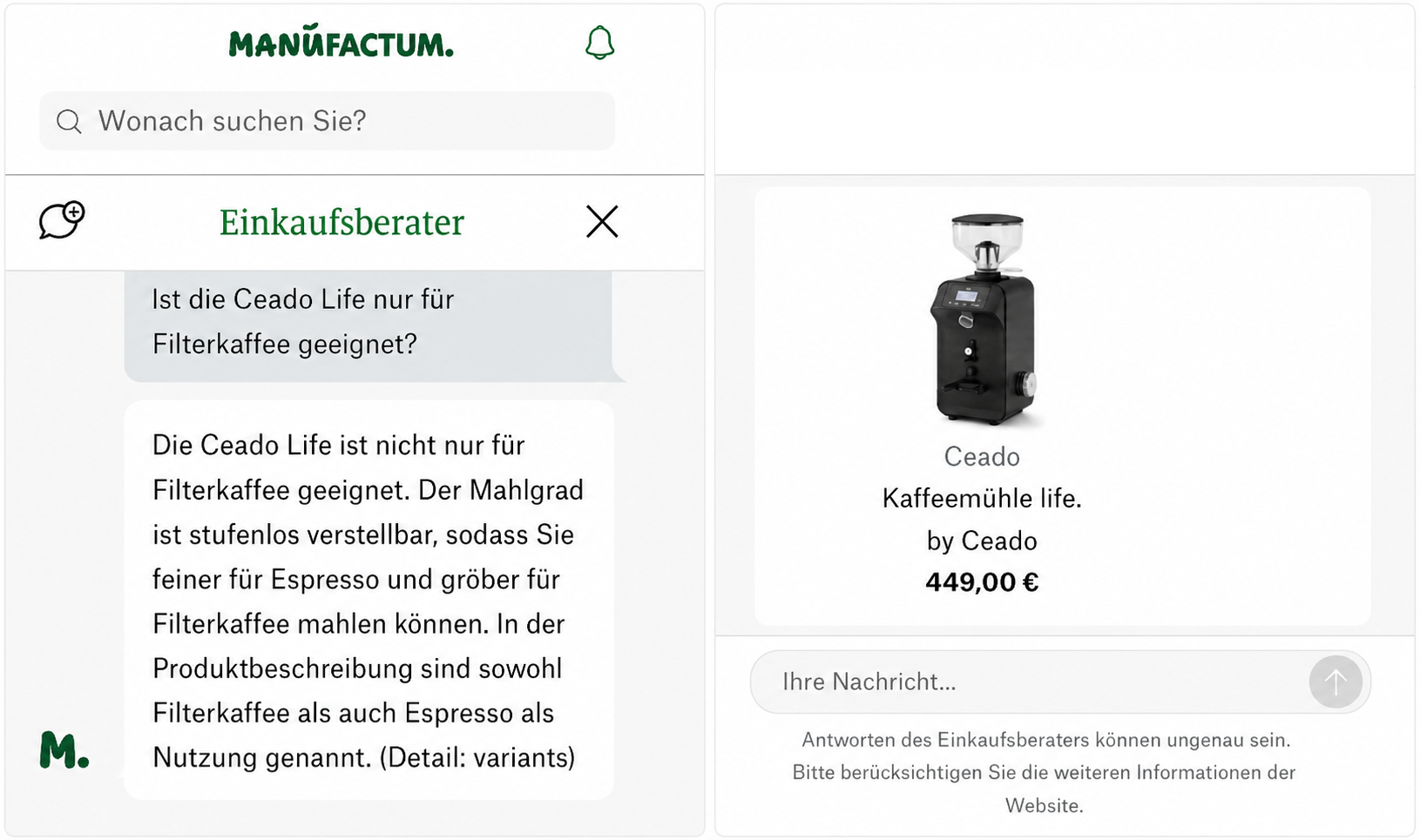 Use Case KI-Einkaufsberater Manufactum 1