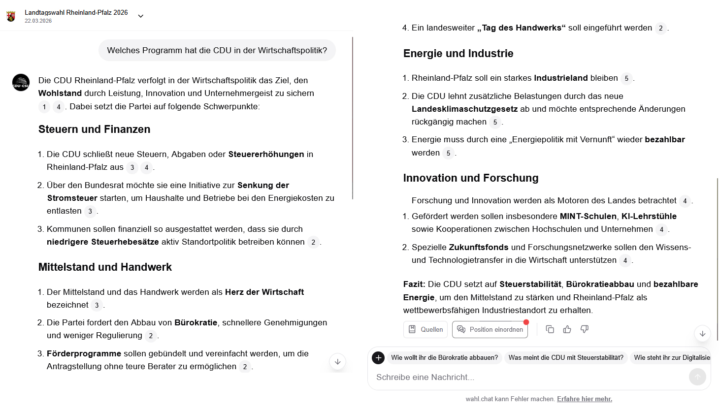 KI-Wahlchat landtagswahl rheinland pfalz ki chat Use Case