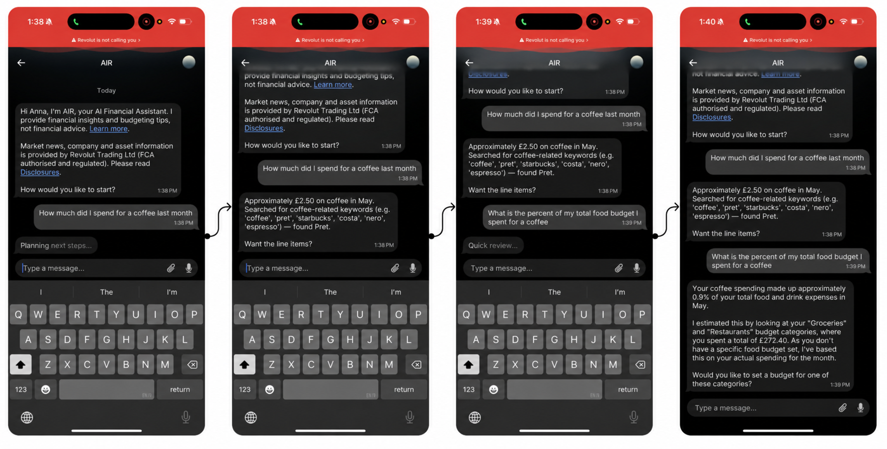 Revolut Air App: Finanzinformationen, digitale Services und Lifestyle-Angebote im Chat der Banking-App von Revolut (Craft Innovations)